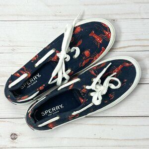 Sperry Lobster Print Canvas Lace Up Boat Shoes size 5.5